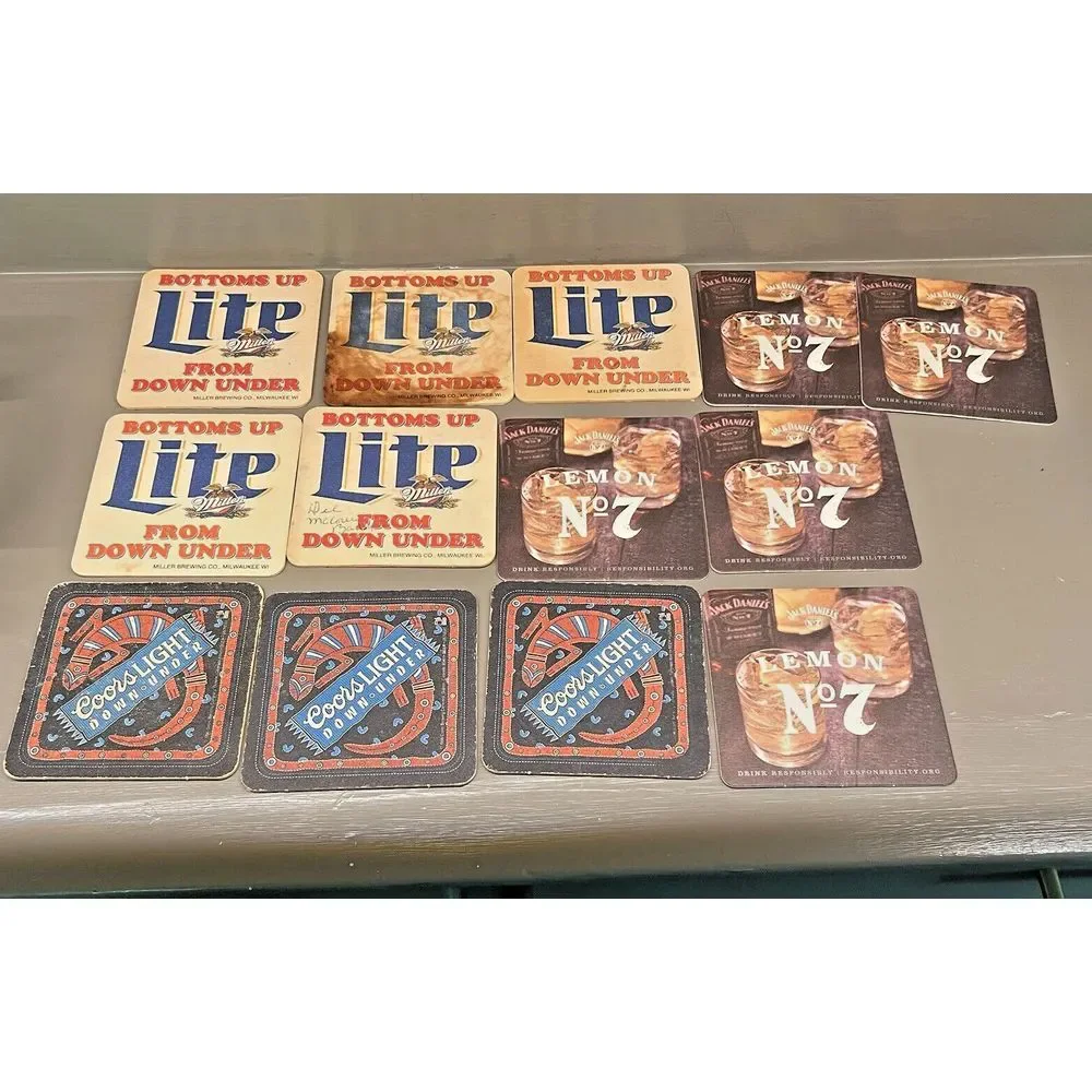 Old Beverage Coasters  Coors & Miller‎  Down Under , Old No 7 Lemon Lot Of 13